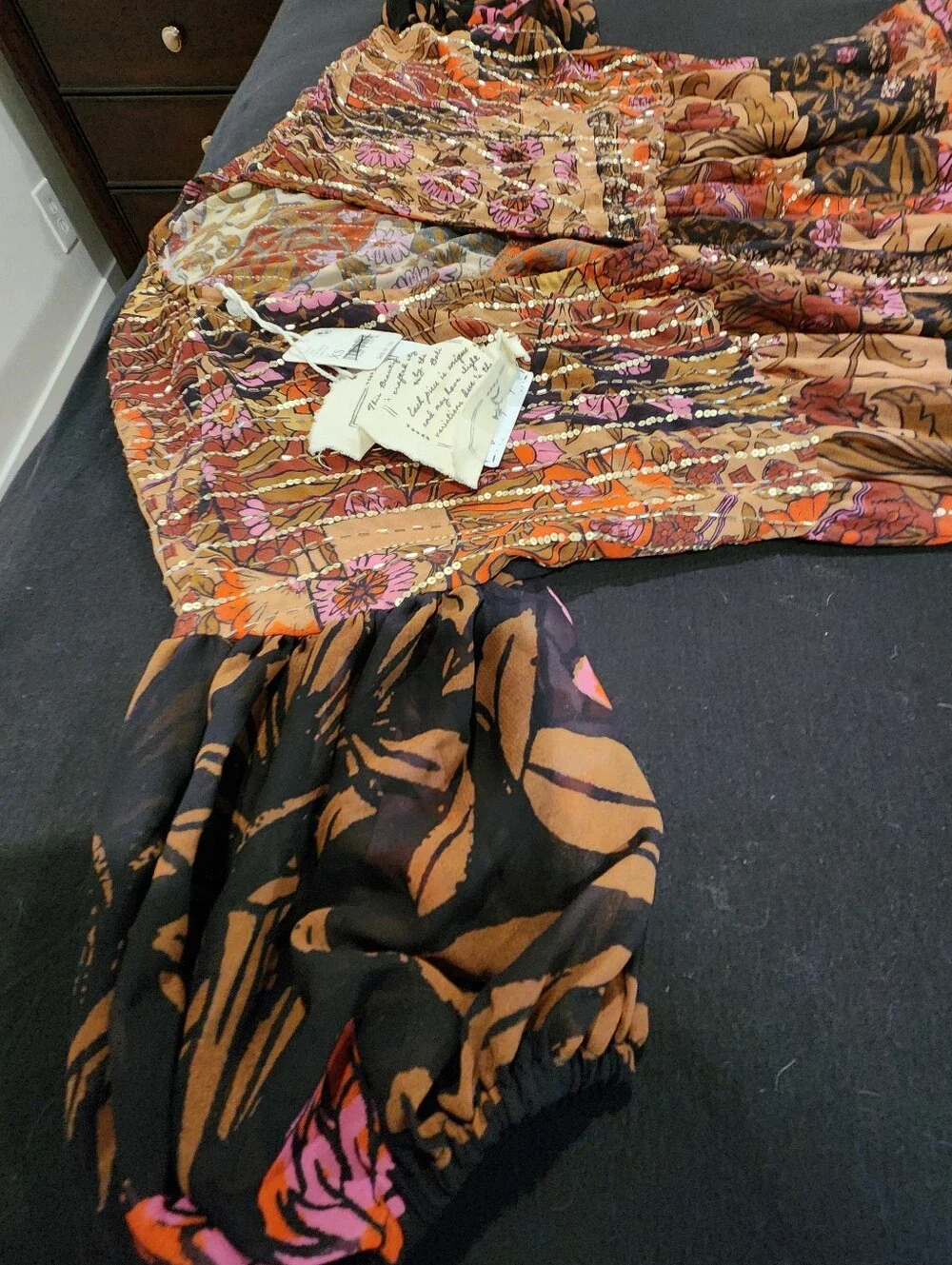 Free People Floral Maxi Dress in Brown, Pink, Black